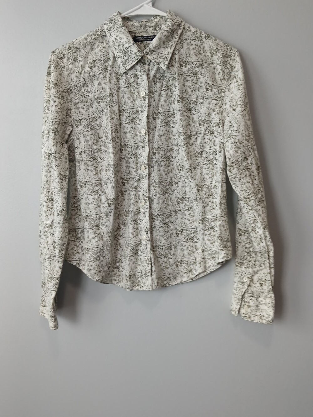 American Eagle Watercolor Nature Print Button Down Shirt Womens XS